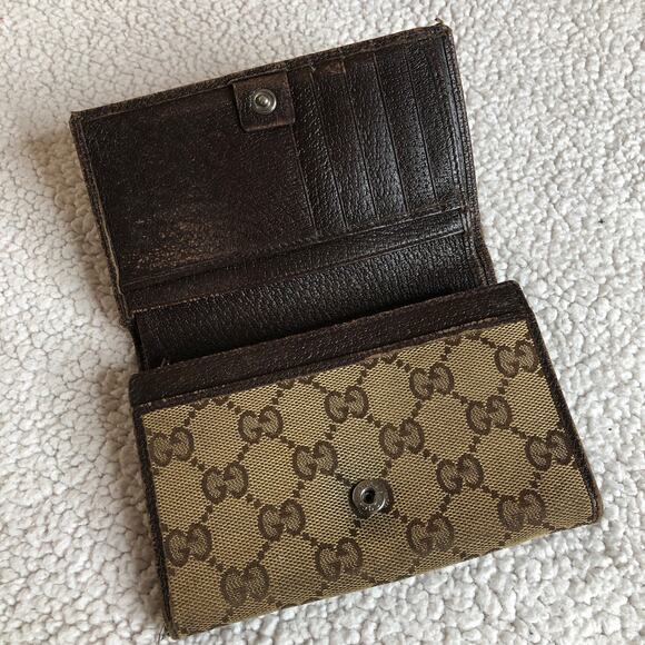 Gucci monogram leather trifold card case wallet coin purse - Picture 4 of 7